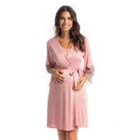 camisola com robe maternidade rosa
